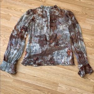 DVF Diane von Furstenberg Puff Sleeve Silk Blouse